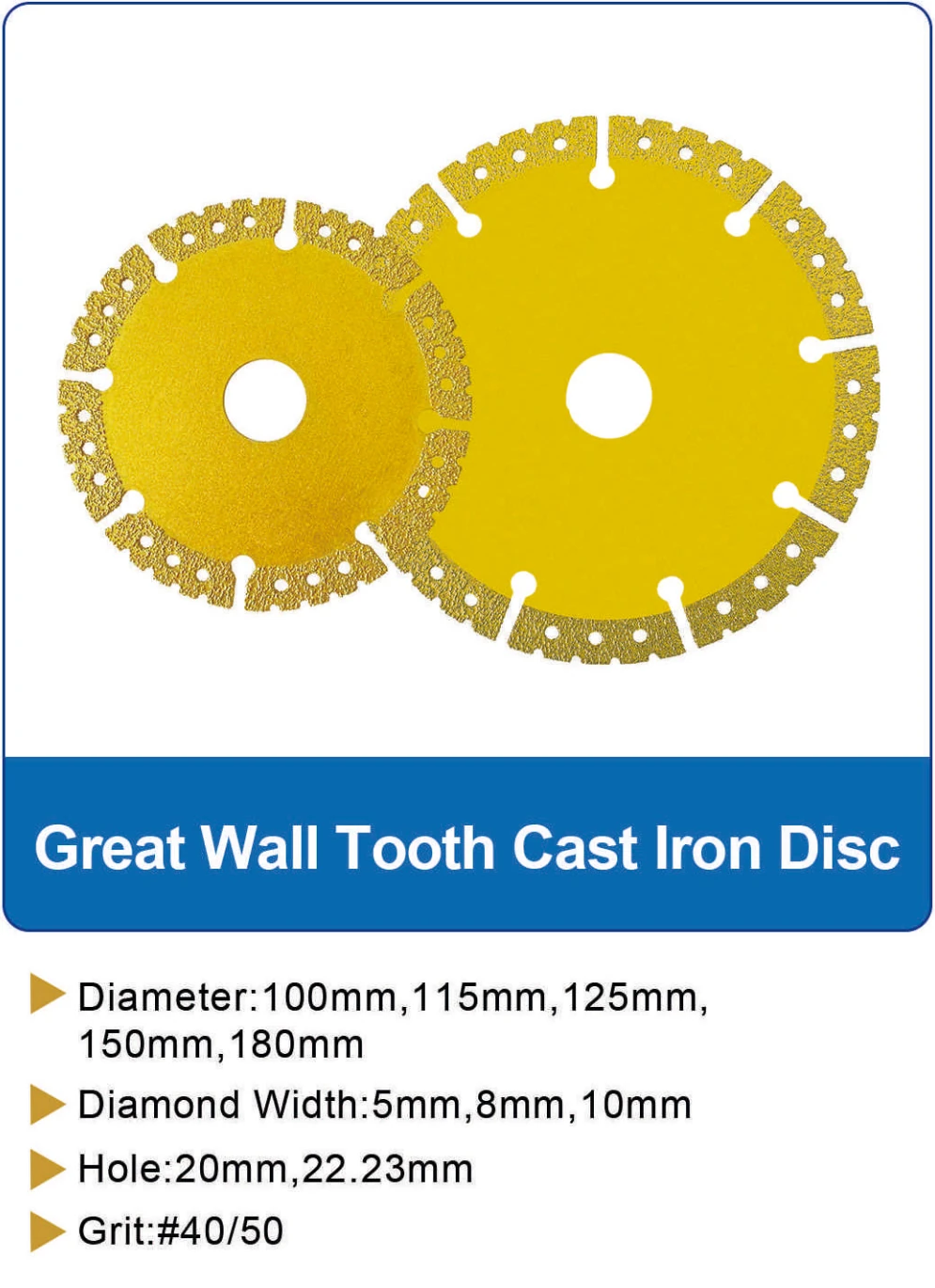 Great Wall Tooth Cast Iron Cutting Disc catalog specifications
