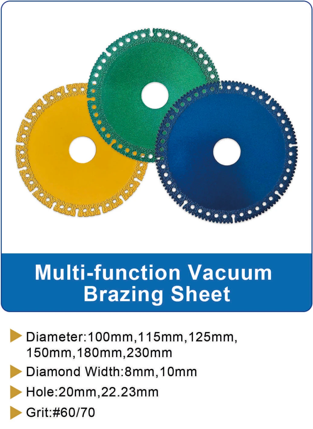 Multi-Purpose Vacuum Brazed Cutting Disc catalog specifications